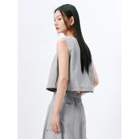 【时尚户外小众上衣】夏V领无袖女衬衫