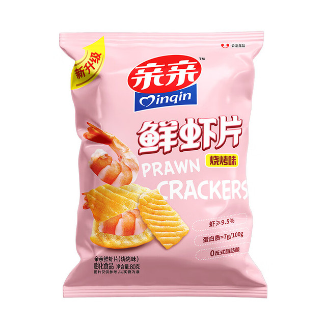 有券的上：亲亲 膨化休闲零食 虾片烧烤味 鲜虾片