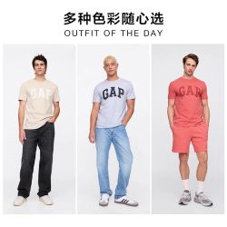 Gap 男女装春季新款纯棉印花logo圆领修身短袖T恤美版856659