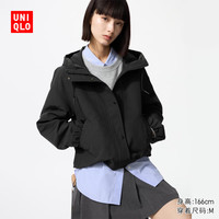 优衣库 女装休闲连帽短外套/时尚百搭479229 09 黑色