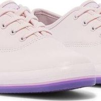 Keds 女士 Champion系带运动鞋 休闲板鞋 平底低帮柔软舒适 粉紫色底狐狸条纹
