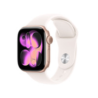 苹果 Apple Watch Series 11 智能手表 GPS版 42mm 玫瑰金色 铝金属 淡桃粉色运动型表带 S/M