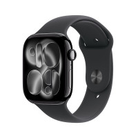 Apple Watch Series 11 智能手表 GPS版 46mm 亮黑色铝金属表壳 黑色运动型表带 S/M