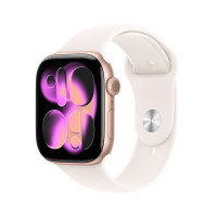 Apple Watch Series 11 智能手表 GPS+蜂窝版 46mm 玫瑰金色铝金属表壳 淡桃粉色运动型表带 S/M