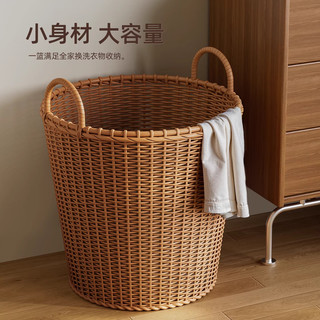 喜家家脏衣篓家用高颜值轻奢脏衣服收纳筐高级感脏衣篮大容量玩偶收纳桶 特大号【升级防水棉麻布袋】