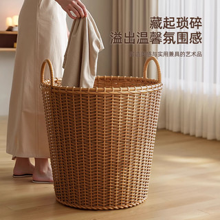 喜家家脏衣篓家用高颜值轻奢脏衣服收纳筐高级感脏衣篮大容量玩偶收纳桶 特大号【升级防水棉麻布袋】