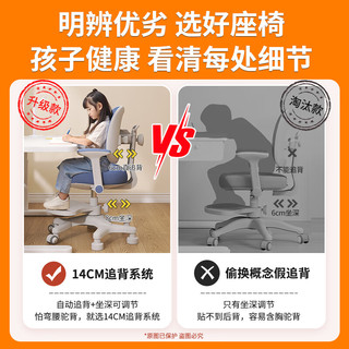 喵同学学习椅儿童写字椅中小座椅家用可升降追背作业椅书桌椅子 旋转六星-升降脚踏+动态追背蓝