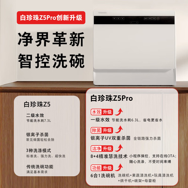 东芝 白珍珠台式洗碗机 Z5Pro