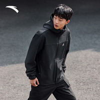 安踏奥特莱斯火壳软壳衣大地之壳2.0运动外套男春季加绒连帽夹克 基础黑-3 XL