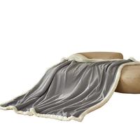 一默毛毯秋冬办公室午睡毯羊羔塔芙绒盖毯居家加厚保暖格纹双面绒毯子 深灰色 100*150cm 咖色