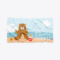 玉沙 儿童浴巾 70x140cm 粉色小熊 速干吸水 柔软不掉毛