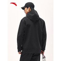 安踏奥特莱斯水壳冲锋衣梭织硬壳连帽夹克男春季户外防风登山服 基础黑-4 L(男175)