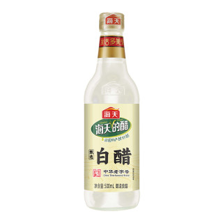 海天甄选白醋500ml玻璃瓶装家用酿造食醋凉拌饺子醋厨房调味品