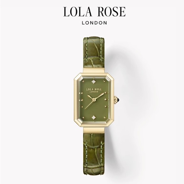 淘金币可用、88VIP：LOLA ROSE 罗拉玫瑰 方糖小绿表手表 LR4708 绿皮带