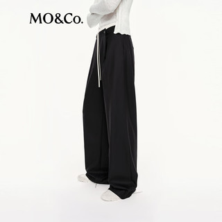  MO&Co./摩安珂 运动风高腰拼接设计感 女士西裤  黑色 XS