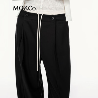  MO&Co./摩安珂 运动风高腰拼接设计感 女士西裤  黑色 XS