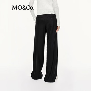  MO&Co./摩安珂 运动风高腰拼接设计感 女士西裤  黑色 XS