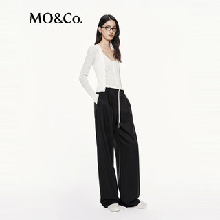  MO&Co./摩安珂 运动风高腰拼接设计感 女士西裤  黑色 XS