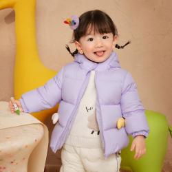 巴拉巴拉 撞色印花连帽婴幼羽绒服童装外套男童女童宝宝秋冬装加厚新生儿萌