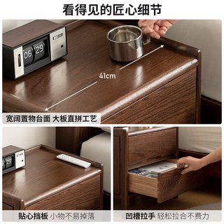 源氏木语实木床头柜北欧卧室收纳柜原木风家用储物柜橡木床边柜 0.4米三抽床头柜(mm) 整装