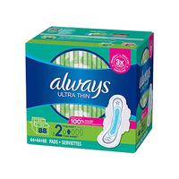 whisper 护舒宝 Always）Always日用液体卫生巾加拿大88枚装无荧光剂防侧漏280mm