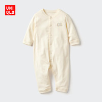 优衣库婴幼儿宝宝新生儿Joy of Print爬爬服长袖衣服469567 473861/01乳白色 70cm