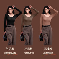 COSMO LADY/都市丽人 玻尿酸 女士保暖内衣套装 气质黑-玻尿酸薄款修身肌底衣【抗静电】 XL (130 - 170斤)