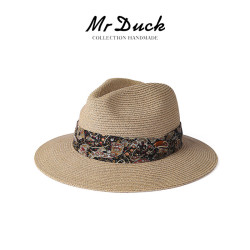 Mr DUCK 2025防晒草帽 高品质进口菲律宾亚麻巴拿马草帽  MS56325-浅米其/腰果（草帽） XL（61cm以上）
