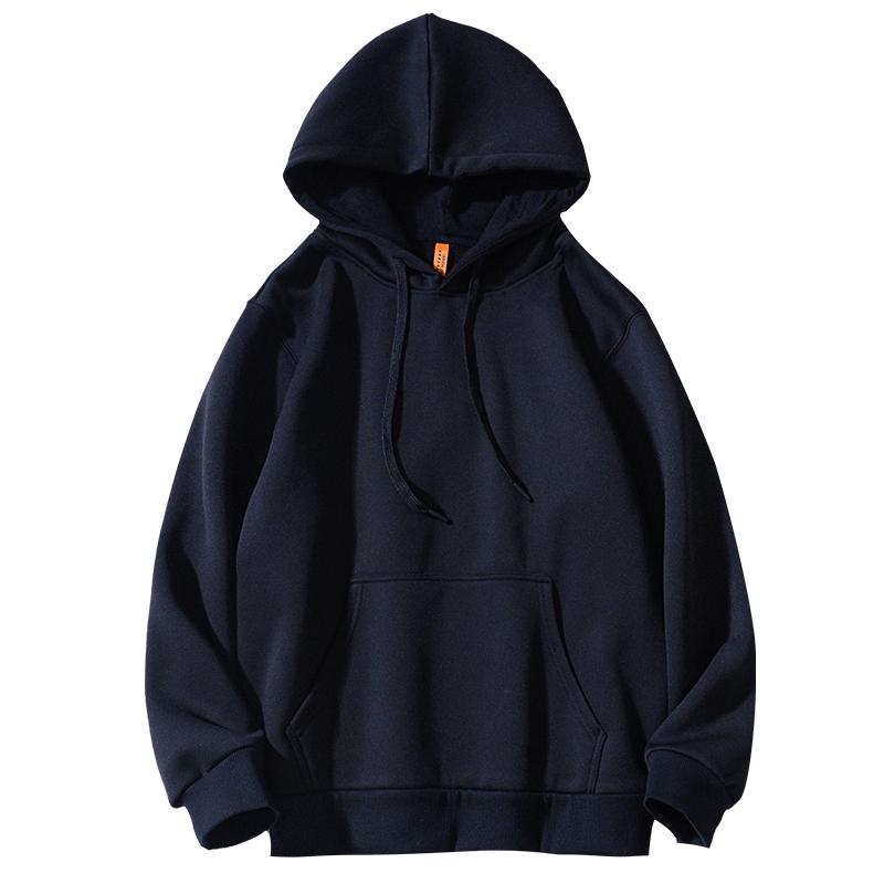 纯色连帽卫衣男款冬季百搭加绒长袖上衣服大码宽松高街打底衫外套