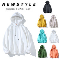 纯色连帽卫衣男款冬季百搭加绒长袖上衣服大码宽松高街打底衫外套 丛林绿【400g加绒】 XL