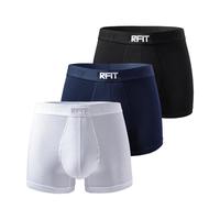 RFIT男士莫代尔内裤JAVA轻运动系列立体承托设计枪弹分离平角短裤男 经典黑+经典黑+金石靛蓝 - 3条 L 【140斤-155斤】 海军蓝+海军蓝+经典黑 - 3条