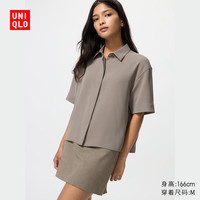 优衣库女装垂感衬衫/短袖衬衣空调衫481215 33 卡其色 M /160/84A