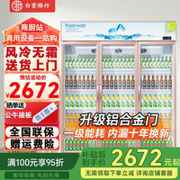 白雪雅竹 大容量饮料柜商用冰柜玻璃门冰箱立式啤酒柜 小三门升级铝合金门