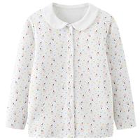 婴儿宝宝女童百搭长袖针织娃娃领棉布碎花柔软衬衫卫衣春秋