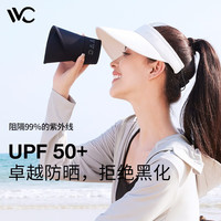 VVC 遮阳帽女夏防紫外线户外骑行松紧带可调节透气空顶防晒帽 简约白