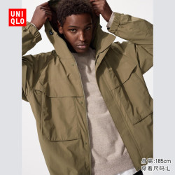 优衣库 男装/男女同款防风连帽外套/夹克户外休闲478231 34 驼色 XL /180/108B