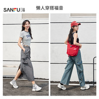 三福女士运动鞋慢跑时尚不规则线条拼色女老爹鞋825331 黑色加厚 39