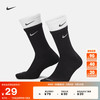 NIKE 耐克 Everyday Plus Cushioned 中性运动袜 DD2795-011 黑色/白色 M
