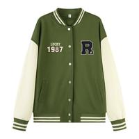 复古风简约百搭时尚棒球服25年春季宽松显瘦撞色拼接设计外套女