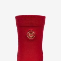 安踏 儿童中袜男童中大童精梳棉运动中筒棉袜本命年红袜子