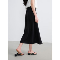 三彩2025夏季高腰开叉半身裙A字裙长裙垂感显瘦简约M XL 170/76A