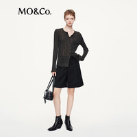 MO&Co.针织开衫2025秋绵羊毛羊驼毛圆领修身微喇叭袖MBE3CART06 藤绿色 XS /155