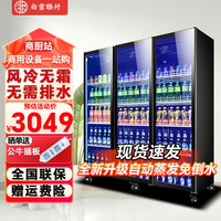 白雪雅竹 网红商用啤酒柜展示柜风冷无示柜超市冷藏保鲜柜 三门经济款1880*600*2010mm