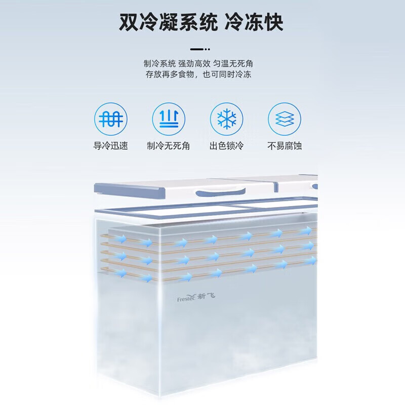  Frestec/新飞 速冻低温冷藏冷冻转换 商用冰柜 脚轮  纯白 418L
