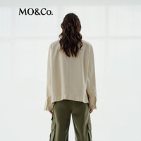 MO&Co.【NOIR系列】牛仔外套2025秋羊皮领工装廓形MBE3JKT024 牛仔白色 S /160