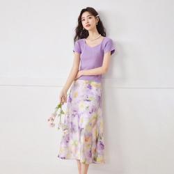 爱依服 IEF 2025夏季法式温柔甜美小女人气质感百搭上下套裙