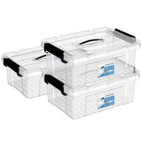 SPACEXPERT 衣物收纳箱塑料整理箱车载储物箱12L透明 3个装 带提手 【高透12L三只】 42*29.5*17cm