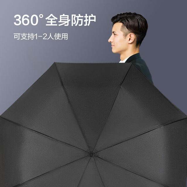 岛屿星罗 全雨伞自动 晴雨两用大号60骨 经典黑