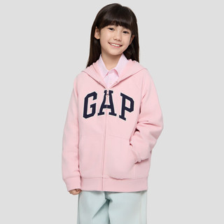 Gap男女童2025秋季logo毛圈宽松连帽衫儿童装卫衣外套830349 粉色 90 cm(1-2岁)亚洲尺码