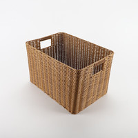 金柳 仿藤编脏衣篮 大号桌面储物玩具收纳 44*30*28CM 卡其色